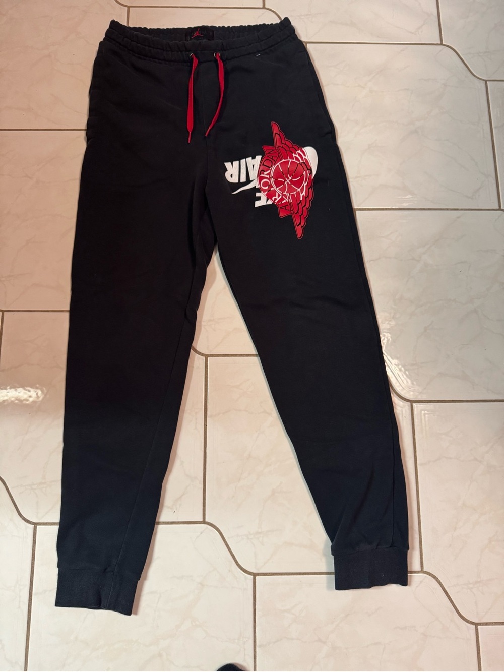 Jordan Black Sweatpants with Red Wing Logo